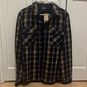 Patagonia Navy Blue and Yellow Plaid Shirt